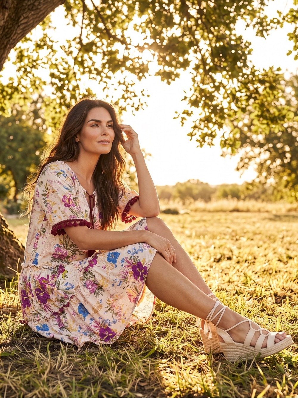 Matilda Jane Enchanted Garden Aloha Palm Printed Ruffle Dress